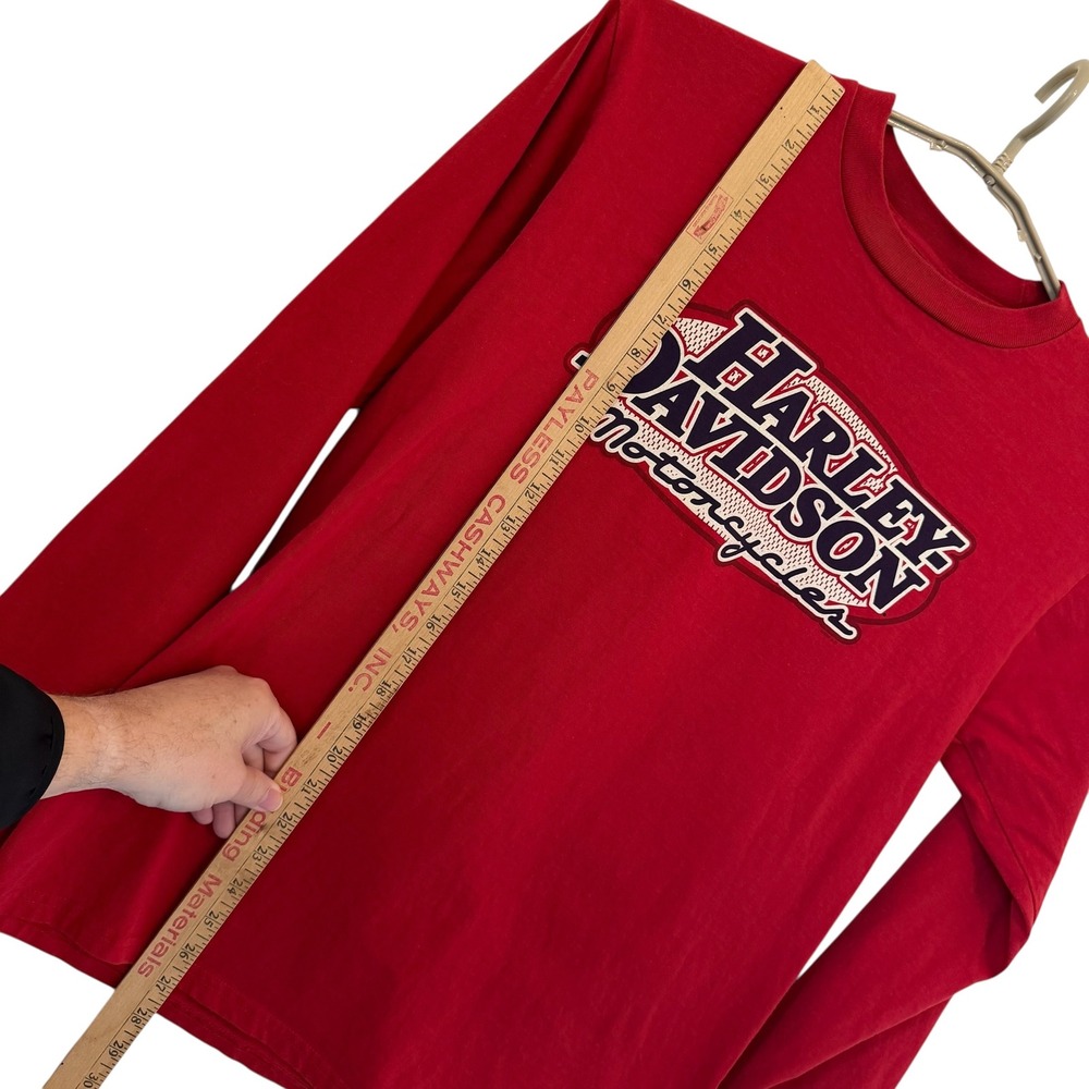 Harley Davidson Hollywood California Red Long Sleeve Hit Graphic T-Shirt M USA - Picture 9 of 11